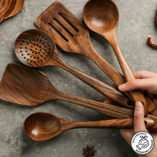 Eco Teak Wooden Utensil Set Hypersku